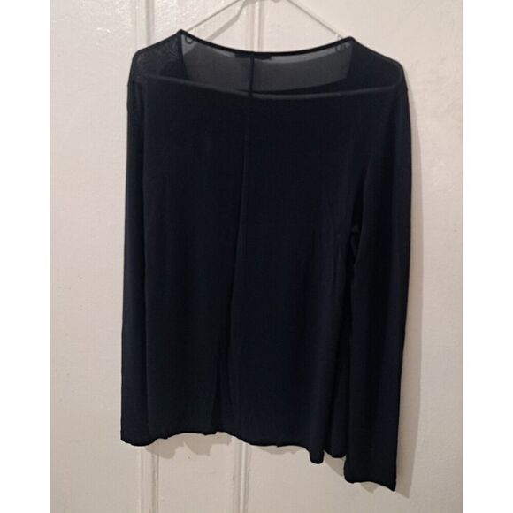Mm Lafleur Womens Xl Square Neck Sheer Nylon Top Navy Blue Longsleeve - Picture 4 of 6